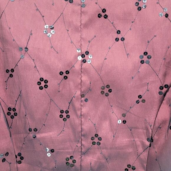 Vintage 90s Cachet Blouse 14 Oxblood Sequin Embroidered Rhinestone Buttons Glam - Picture 9 of 10